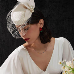 14K Gold Vintage Two-Toned Gemstone Studded Earrings