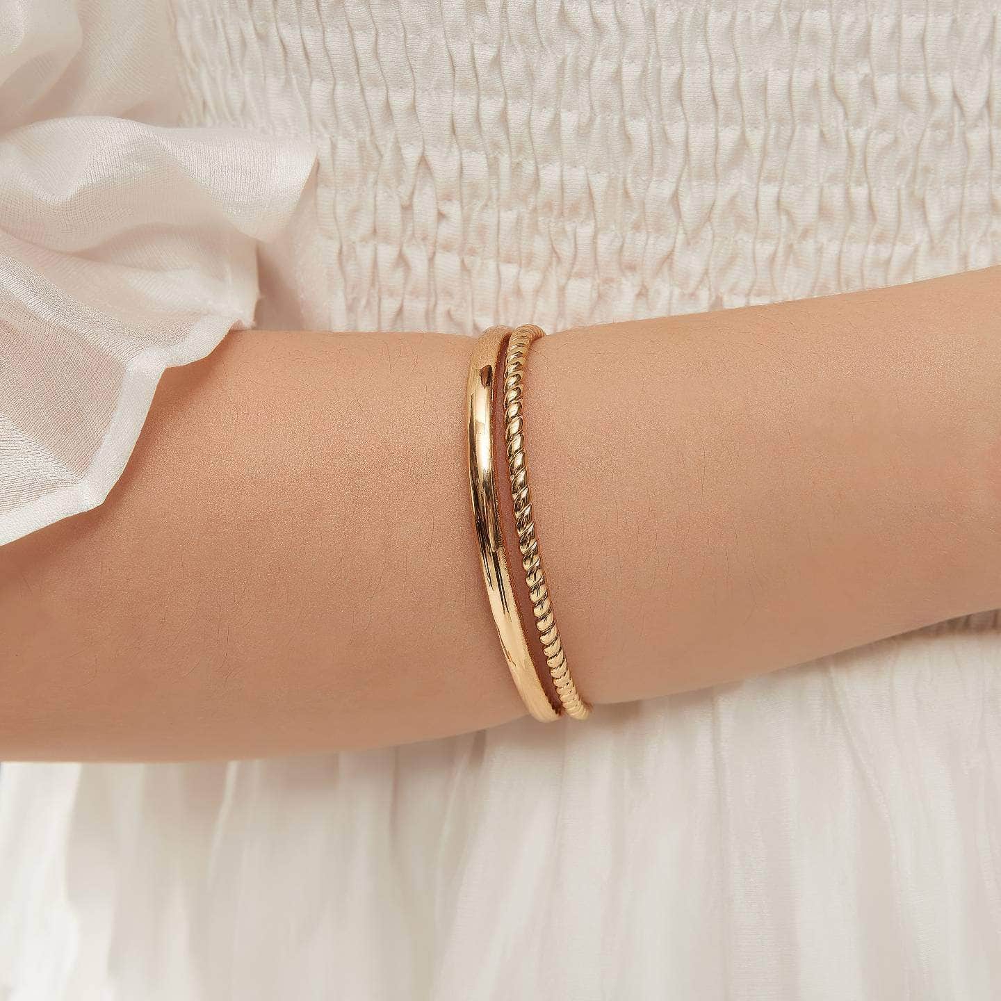 14K Gold Woven Double Cuff Bracelet Gold
