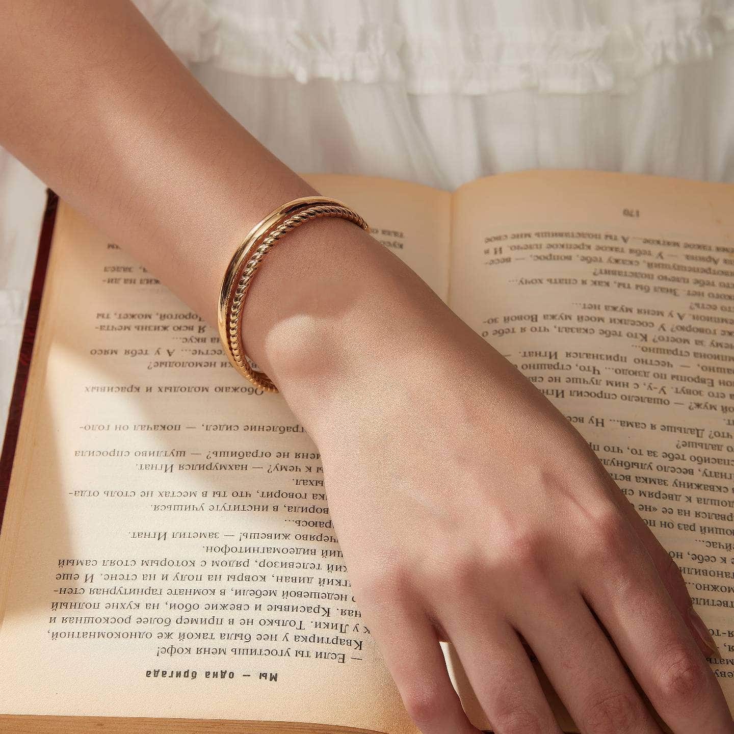14K Gold Woven Double Cuff Bracelet Gold
