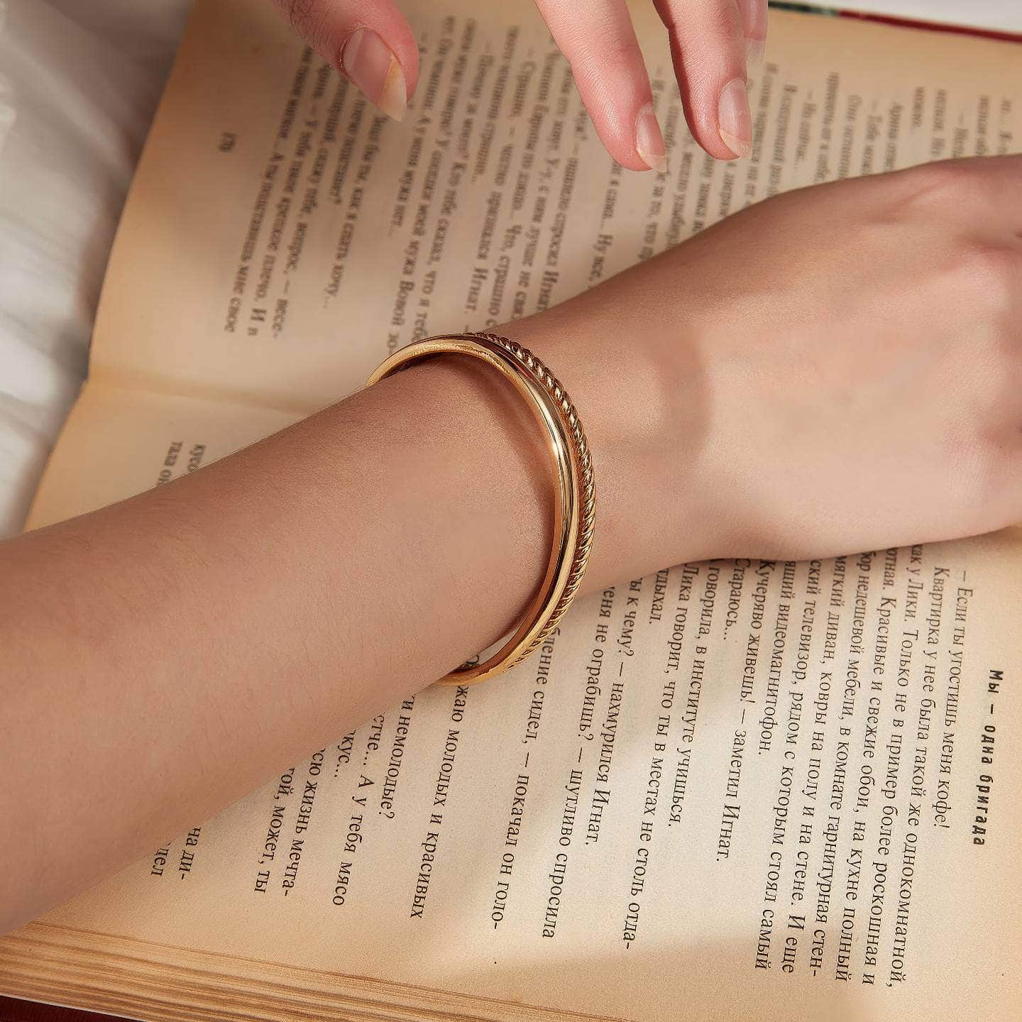14K Gold Woven Double Cuff Bracelet Gold