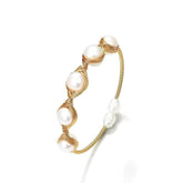 14K Gold Woven Freshwater Pearl Bracelet White