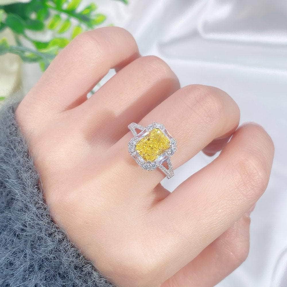 14k White Gold Emerald Cushion Cut Lab Simulated Diamond Gemstone Ring