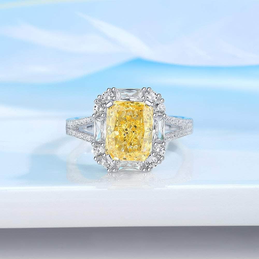 14k White Gold Emerald Cushion Cut Lab Simulated Diamond Gemstone Ring