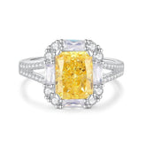 14k White Gold Emerald Cushion Cut Lab Simulated Diamond Gemstone Ring 6 US / Canary