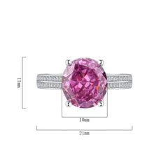 14k White Gold Lab-Grown Pink Sapphire Oval Ring