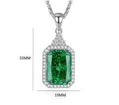 14k White Gold Paved Crystal Prong-Setting Blue Gemstone Necklace
