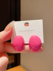 14mm Fuchsia Round Resin Stud Earrings