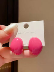 14mm Fuchsia Round Resin Stud Earrings