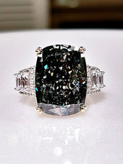 15 Ct Lab Diamond Rectangular Cut Sterling Silver Ring
