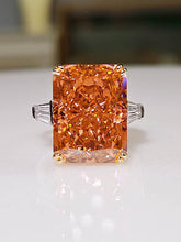 15 Ct Radiant Cut Lab Created Fancy Orange Diamond Ring 5 US / Padparadscha