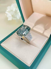18ct 925 Sterling Silver Lab Diamond Gemstone Gold Accented Statement Ring