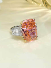 18ct 925 Sterling Silver Lab Diamond Gemstone Gold Accented Statement Ring