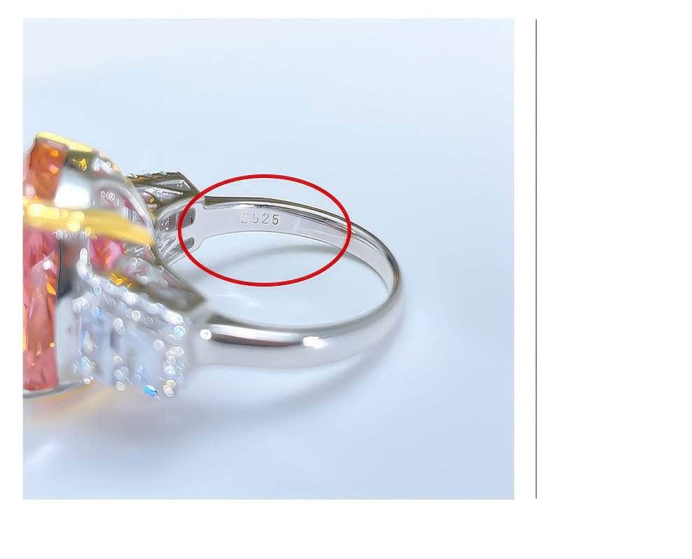 18ct 925 Sterling Silver Lab Diamond Gemstone Gold Accented Statement Ring