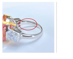 18ct 925 Sterling Silver Lab Diamond Gemstone Gold Accented Statement Ring