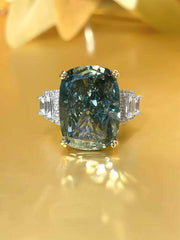 18ct 925 Sterling Silver Lab Diamond Gemstone Gold Accented Statement Ring