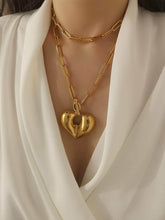 18K Gold Heart Paper Clip Pendant Necklace Gold