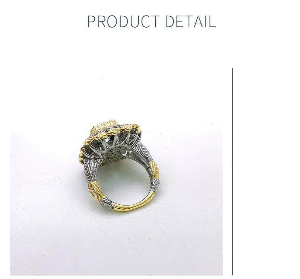 18k Gold Lab Simulated Diamond Gemstone Baroque Ring