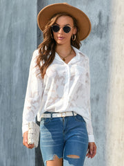 Camisa de manga larga con cuello alto y talla grande