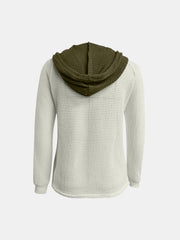 Sudadera con capucha de manga larga en contraste de punto gofre de tamaño completo