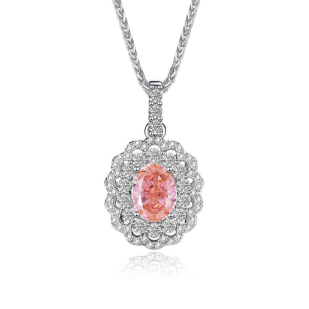 2.32 CT Lab-Grown Diamond Oval-Cut Floral Deco Jewelry Set 6 US / Emerald / Necklace