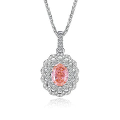 2.32 CT Lab-Grown Diamond Oval-Cut Floral Deco Jewelry Set 6 US / Emerald / Necklace