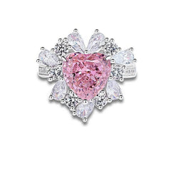 2.32 Ct Prong Setting Irregular-Shaped Heart Deco Lab Diamond Pink Sapphire Ring