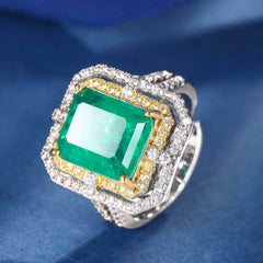 2.32 CT Two-Toned Lab Simulated Diamond Emerald 14k Gold Jewelry Set 5 US / Emerald / Ring