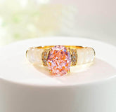 2.5ct Brilliant Oval Cut Opal Decor Lab Grown Diamond Ring 5 US / Padparadscha