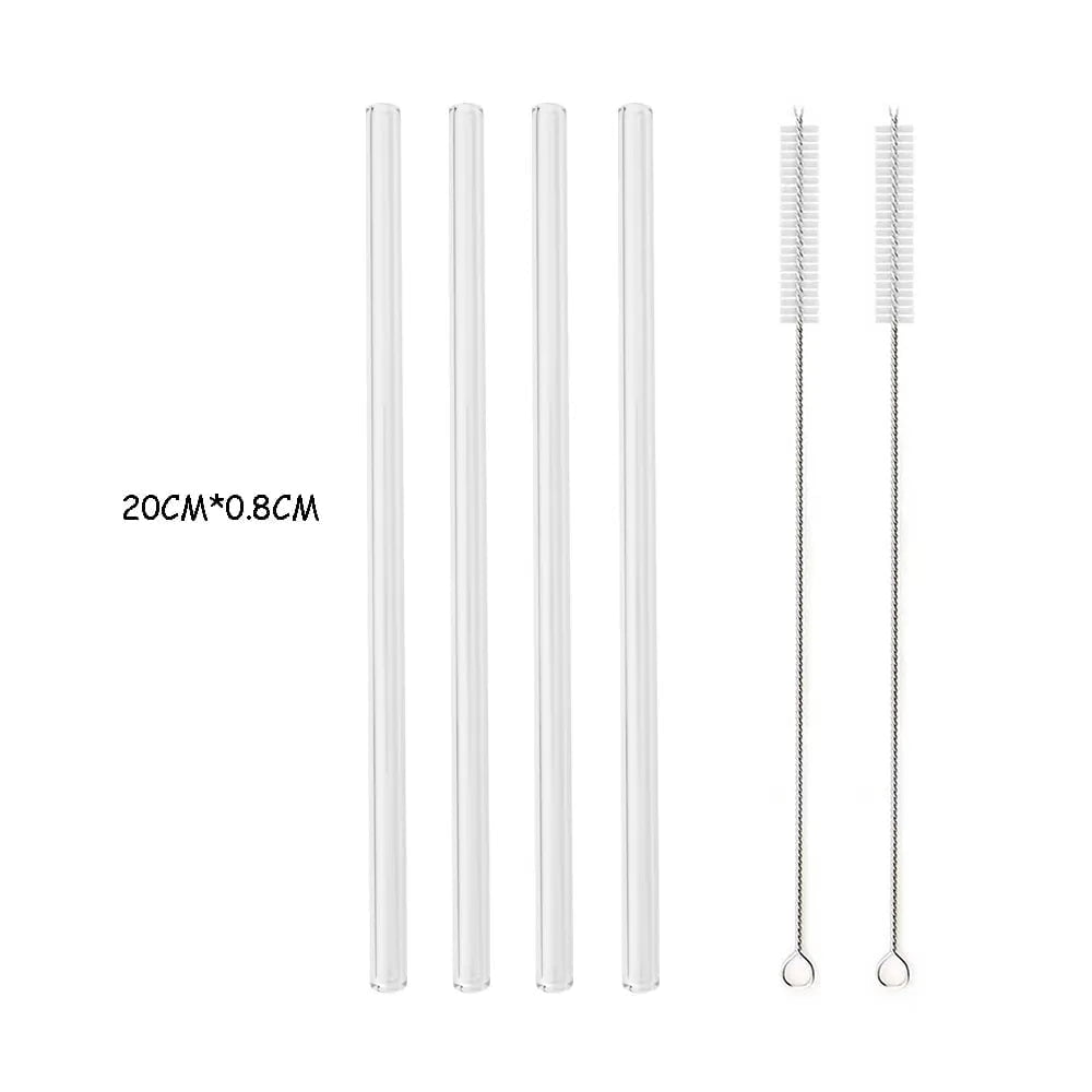 200*8mm Reusable Glass Straw Set 4Pcs Straight
