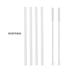 200*8mm Reusable Glass Straw Set 4Pcs Straight