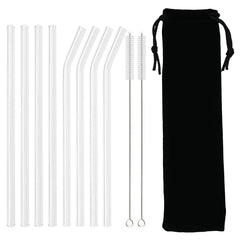 200*8mm Reusable Glass Straw Set 8Pcs Mix Black