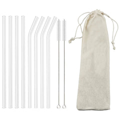 200*8mm Reusable Glass Straw Set 8Pcs Mix White