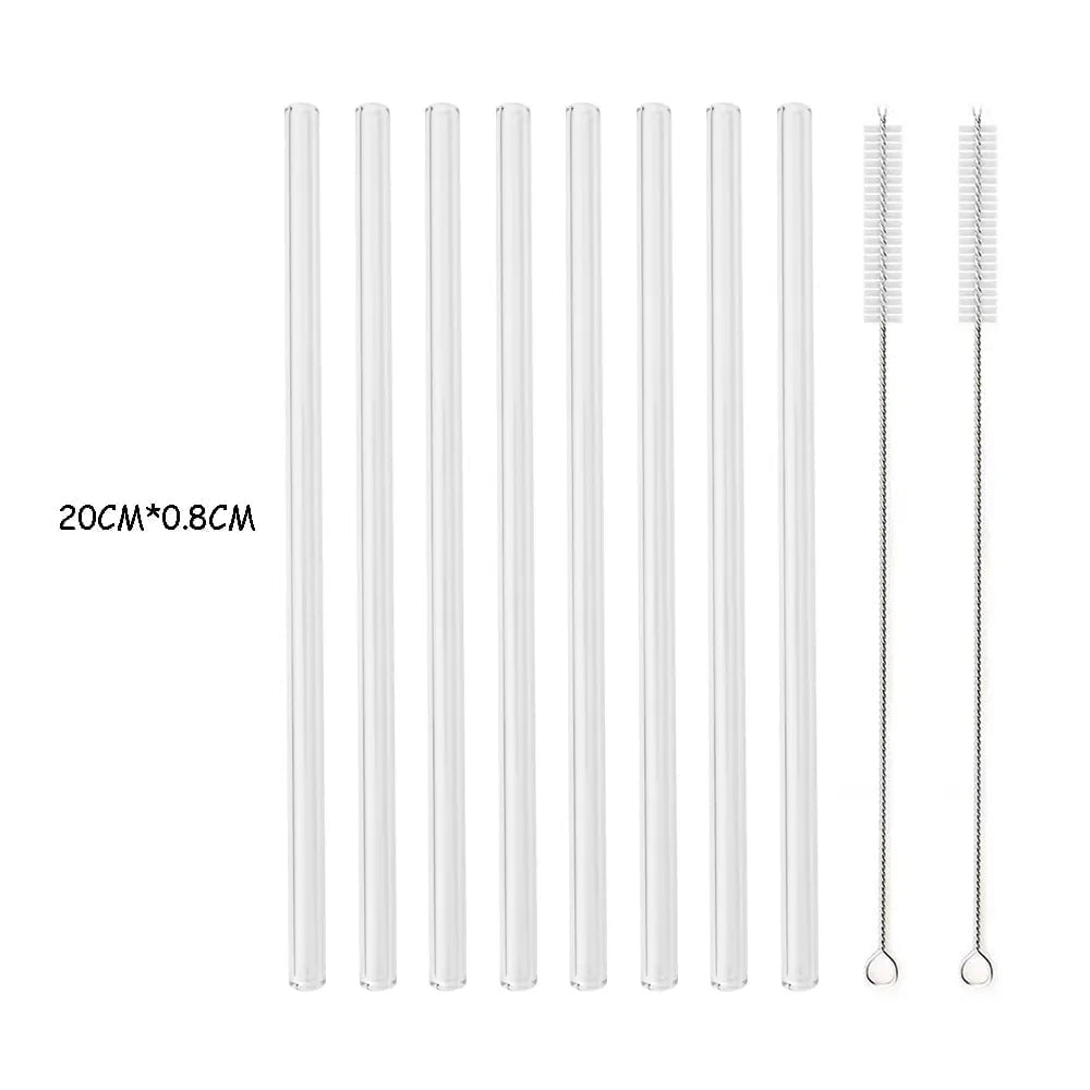 200*8mm Reusable Glass Straw Set 8Pcs Straight