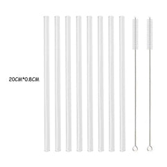 200*8mm Reusable Glass Straw Set 8Pcs Straight