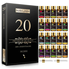 20pcs Kits Gift Box Essential Oil for Diffuser: Pure Natural Plant Extracts - Frankincense, Vanilla, Lemon, Mint, Jasmine, Tea Tree Oilon Mint Jasmine Tea Tree Oil