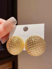 22k Gold Textured Round Stud Earrings