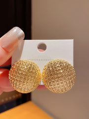 22k Gold Textured Round Stud Earrings