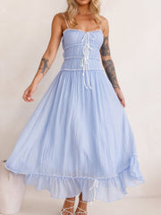 Vestido midi de tirantes con volantes en el bajo Devine Frill