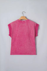 Pink mineral wash top shown from the back