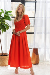 Vestido con mangas abullonadas y fruncido estilo palomitas de maíz de ADORA