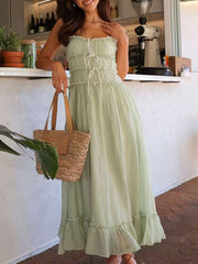 Vestido midi de tirantes con volantes en el bajo Devine Frill