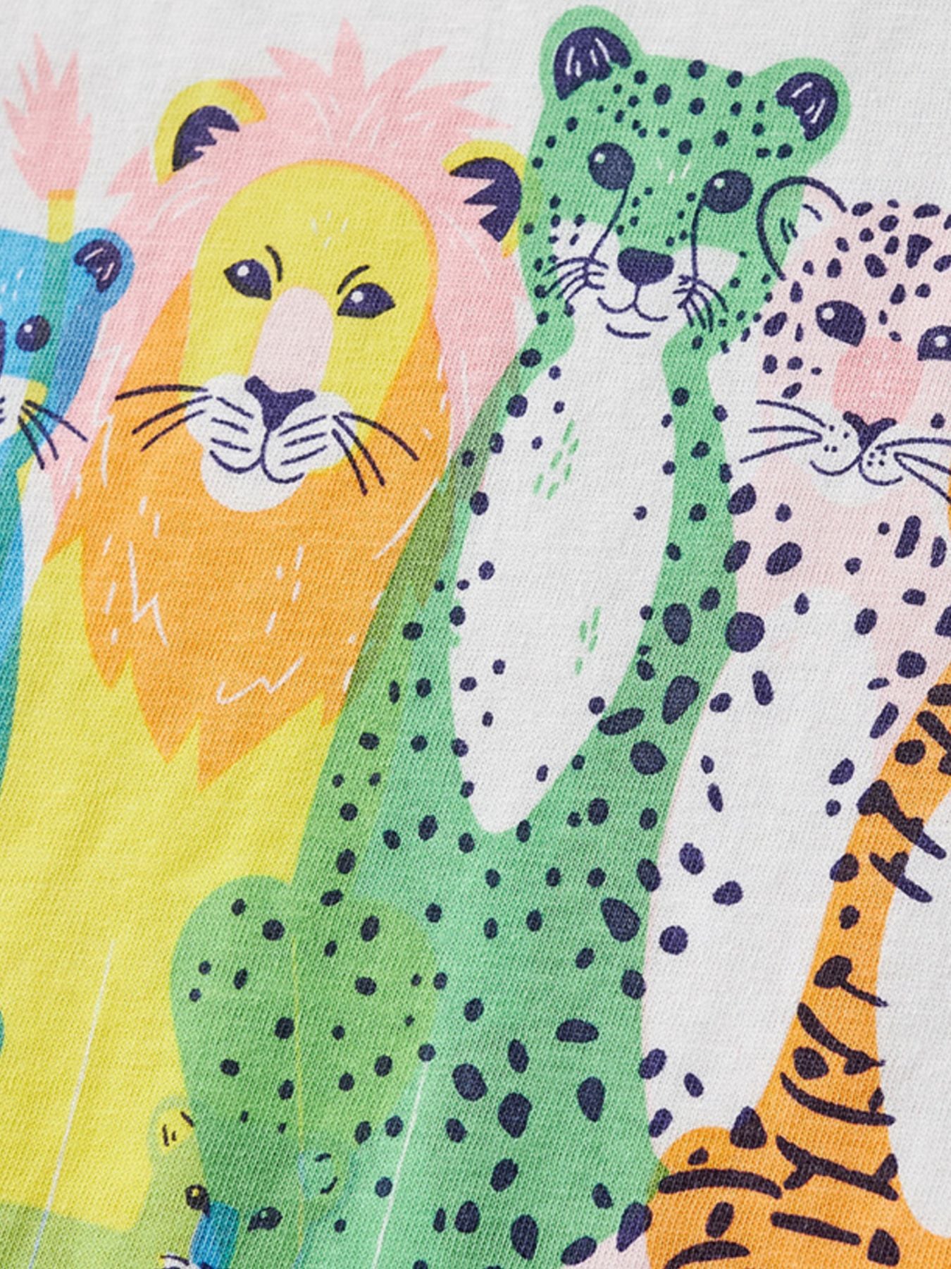 Close-up of the wild cat graphic showing a lion, green spotted cat and leopard