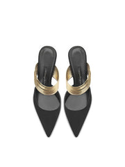 Ankle Metallic Strap Open Back High Heels Pumps