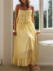 Vestido midi de tirantes con volantes en el bajo Devine Frill