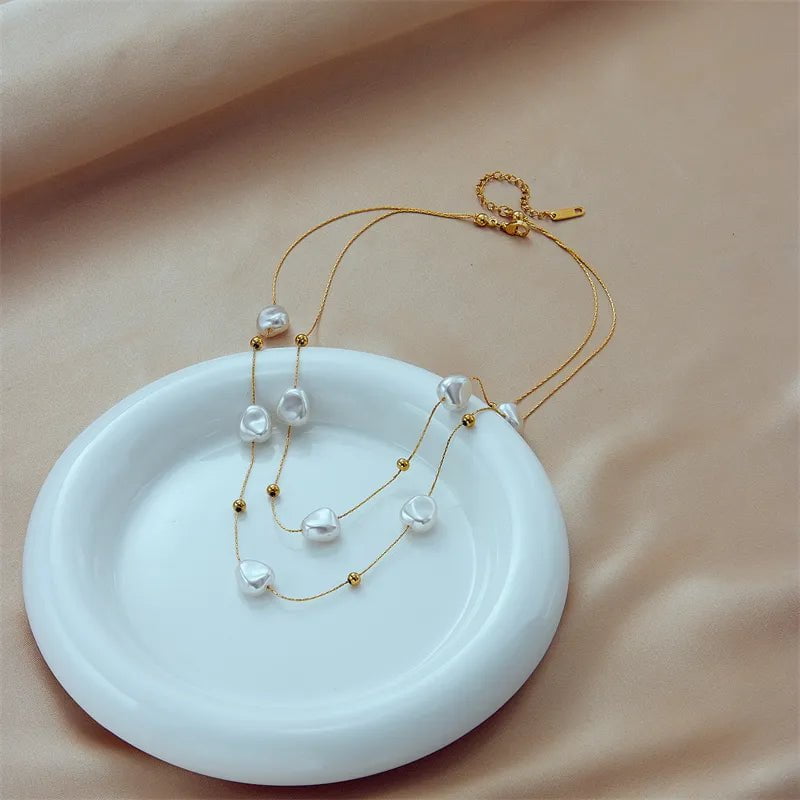2in1 Large Pearl Pendant Necklace - A New Trend in Neck Jewelry for Women and Girls, ideal for Party and Wedding Gifts N1809