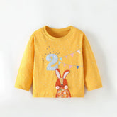 2nd Birthday Long-Sleeve T-Shirt with Bunny and Bunting Festive Applique