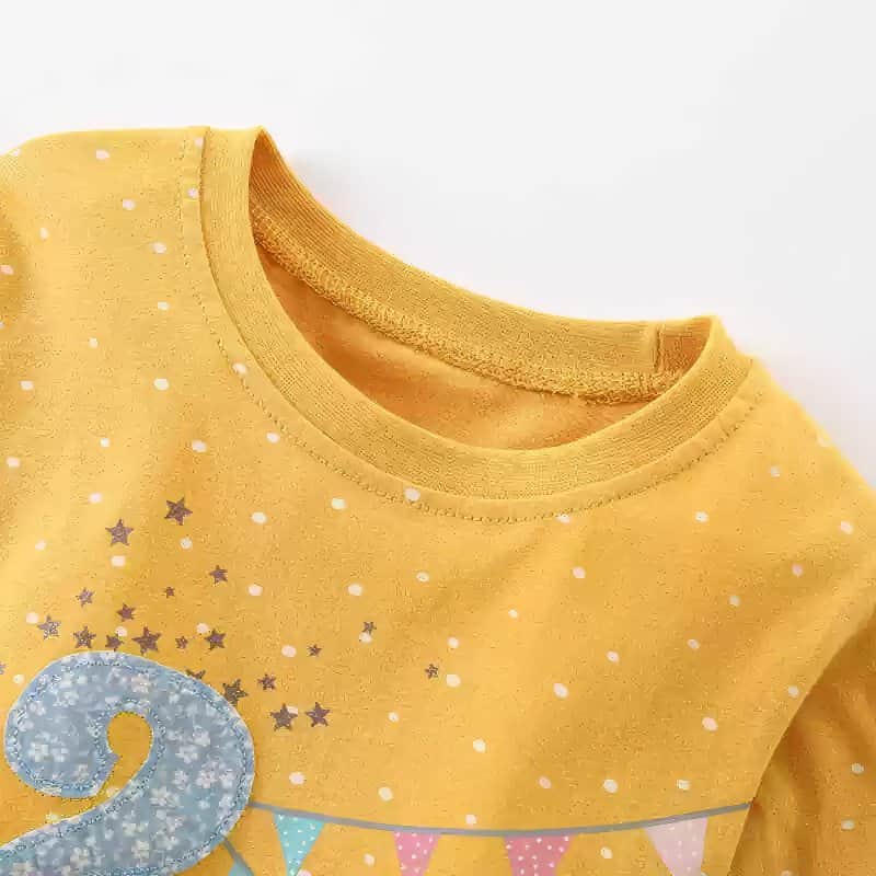 2nd Birthday Long-Sleeve T-Shirt with Bunny and Bunting Festive Applique