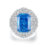 3.2 Ct Prong Setting Oval Blue Sapphire Lab Simulated Diamond Ring 6 US / Blue Sapphire