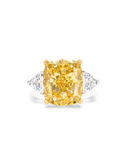 3 Ct Fancy Yellow Three Stone Lab Diamond Ring