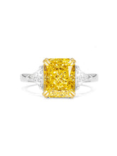 3 Ct Yellow Sapphire Baguette Lab Diamond Ring